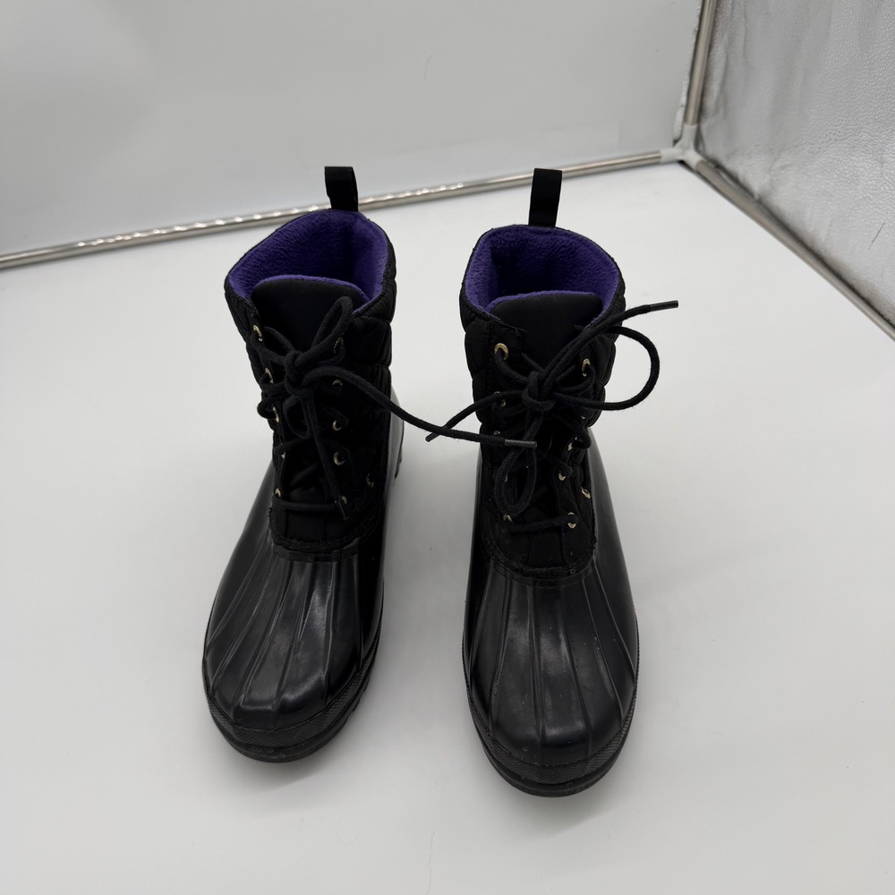Sperry Top-Sider Saltwater Black Quilted Waterproof Duck Boots Womens 10 9289067